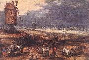 Jan Brueghel Landscape with Windmills France oil painting artist